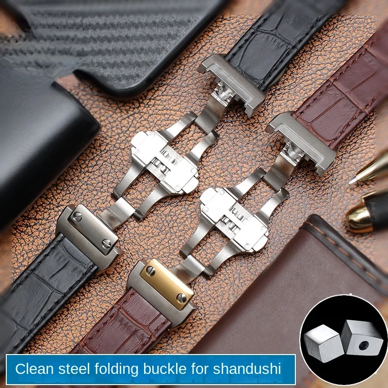 Genuine Leather Watchband for  - Cartier Watch Santos 评论和价格