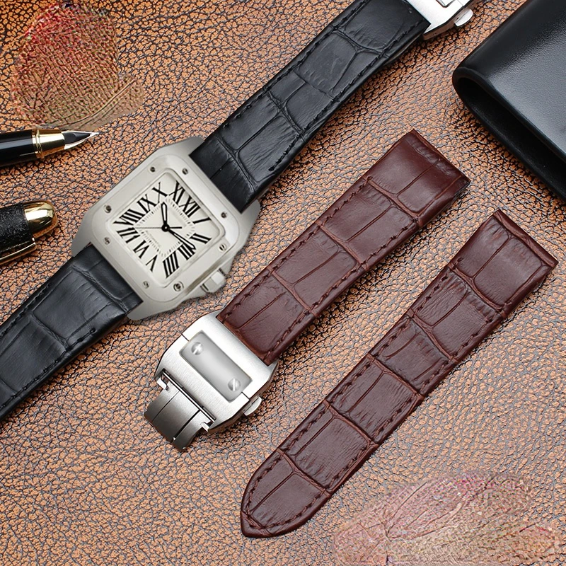 Genuine Leather Watchband for  - Cartier Watch Santos 评论和价格